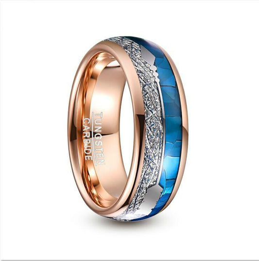 Men's ring blue and gold with silver arrow