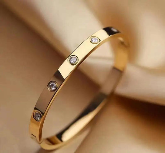 14k Gold-plated Bangle Bracelet with Cubic Zirconia