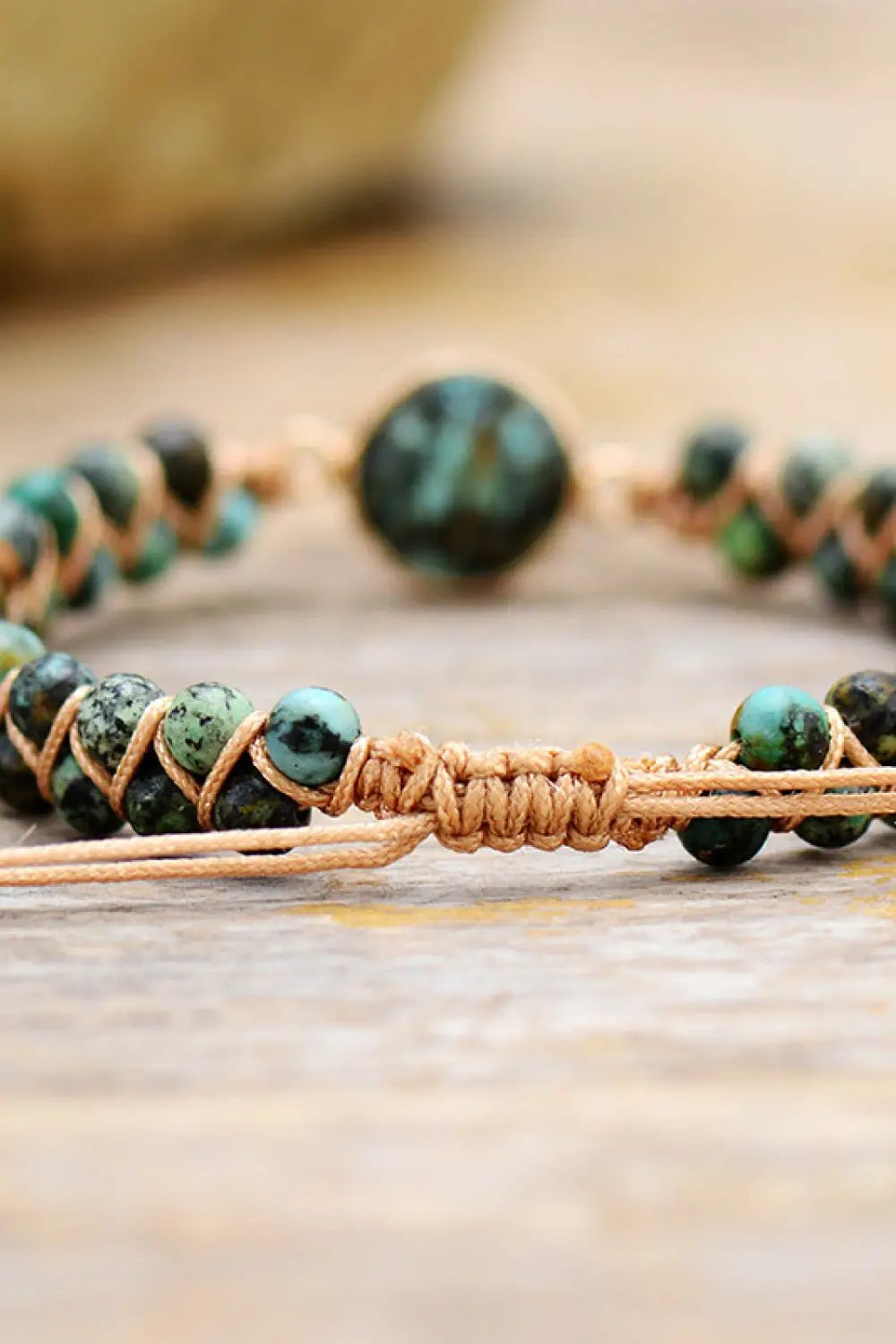 Handmade Beaded Bracelet - Teal & Gold