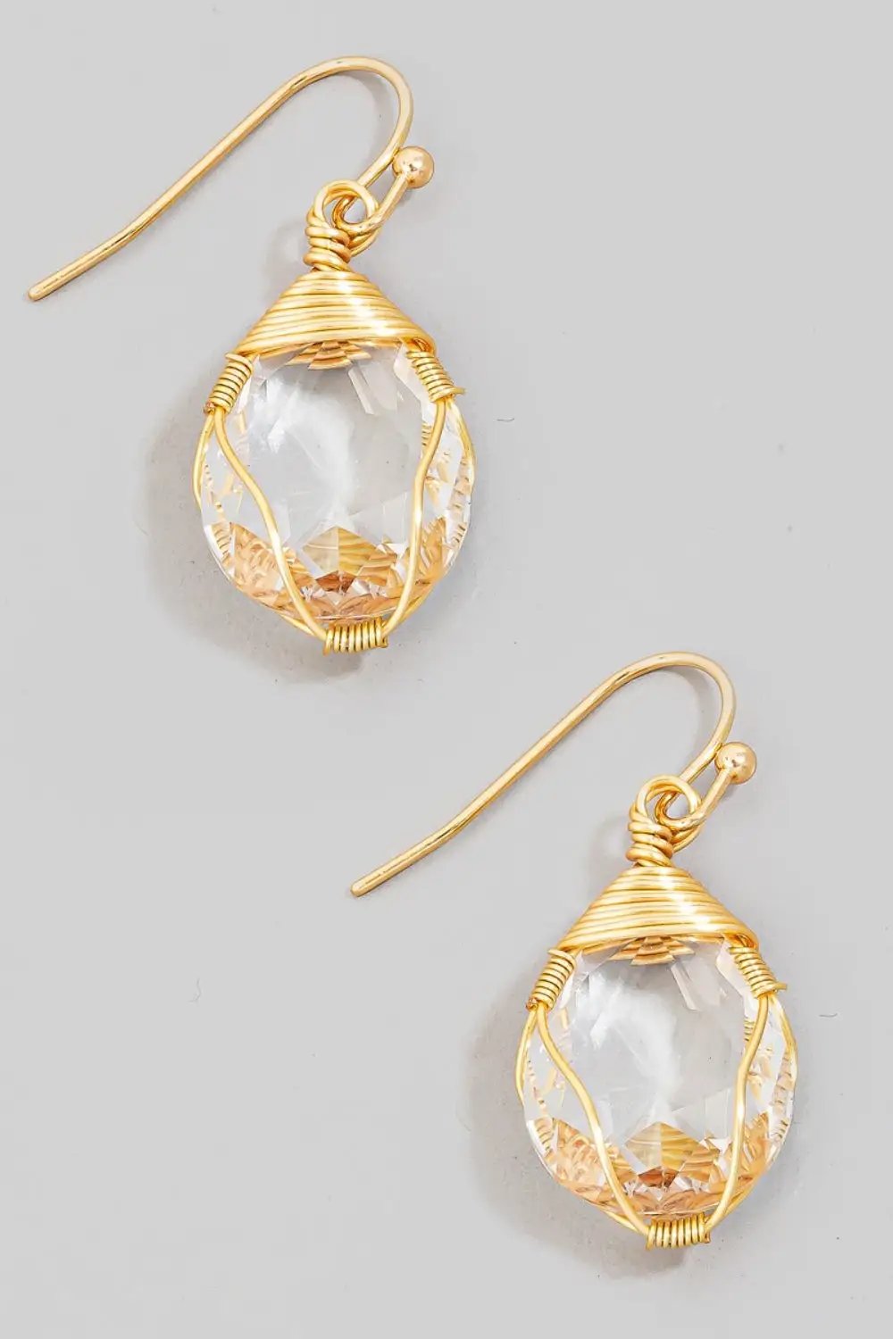 Wire-wrapped Glass Dangle Earrings