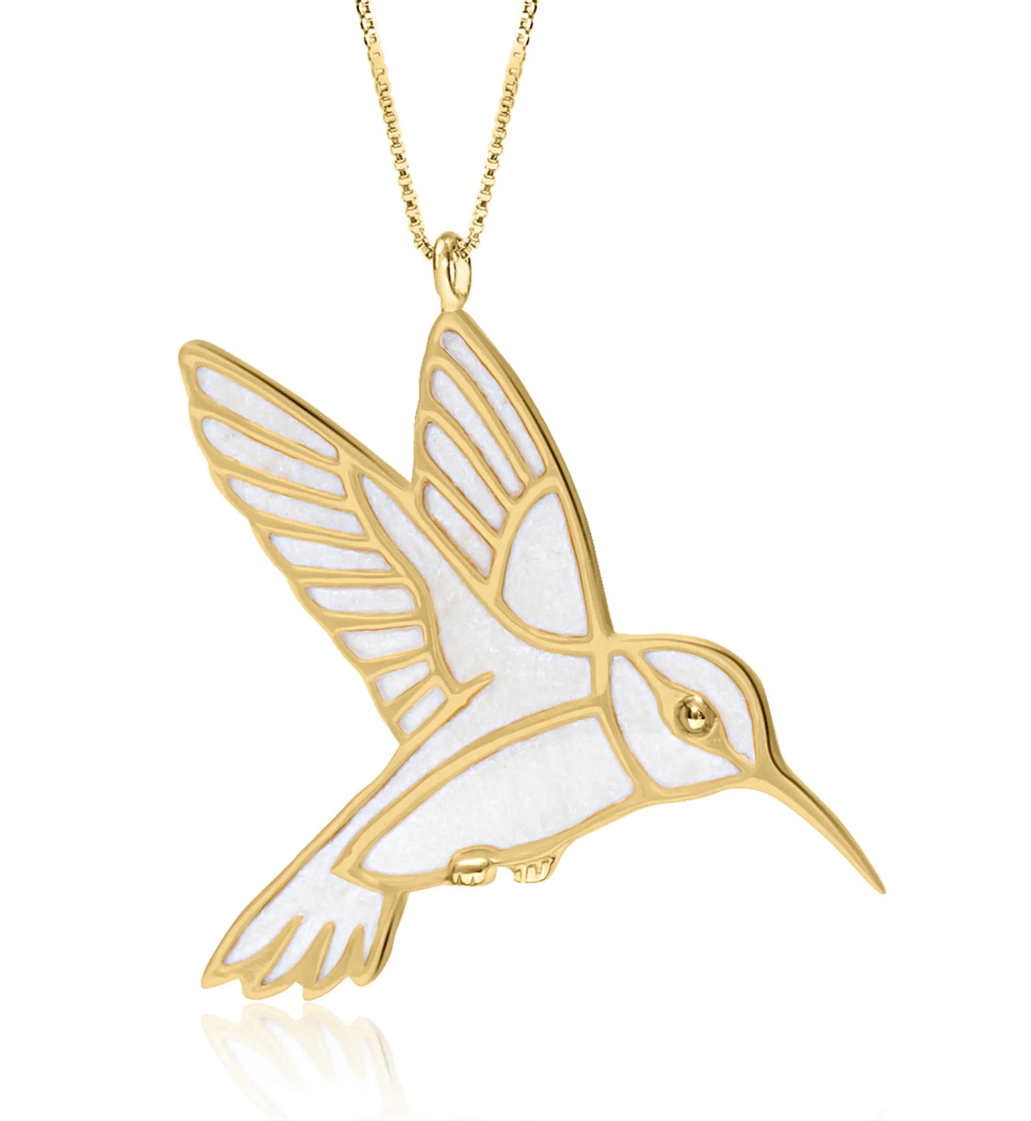 14k Gold Hummingbird Necklace - Multiple Colors Available