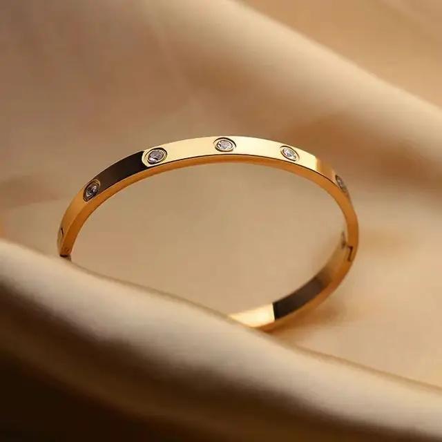 14k Gold-plated Bangle Bracelet with Cubic Zirconia