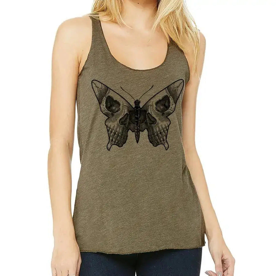 Butterfly Skull Racerback Tank Top - Shop Essenzi Online