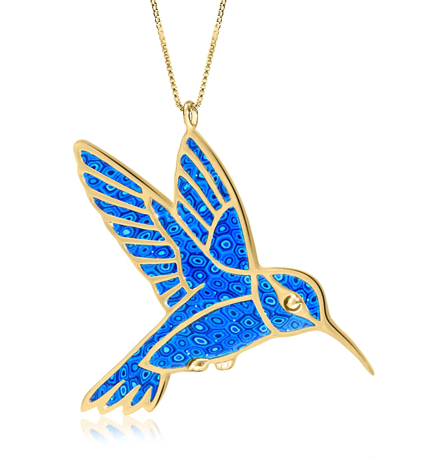 14k Gold Hummingbird Necklace - Multiple Colors Available