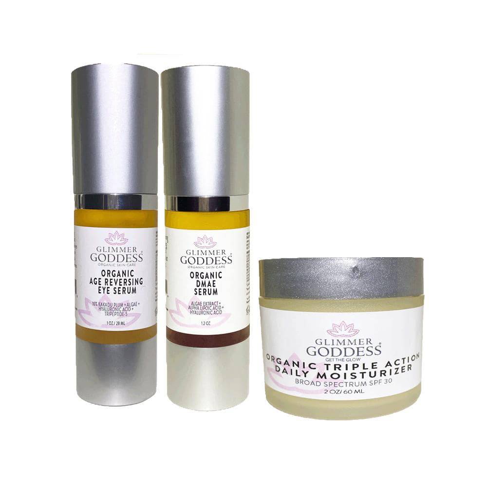 Glimmer Goddess - Organic Anti-Wrinkle Rejuvenation Kit - Tighten Brighten & Moisturize