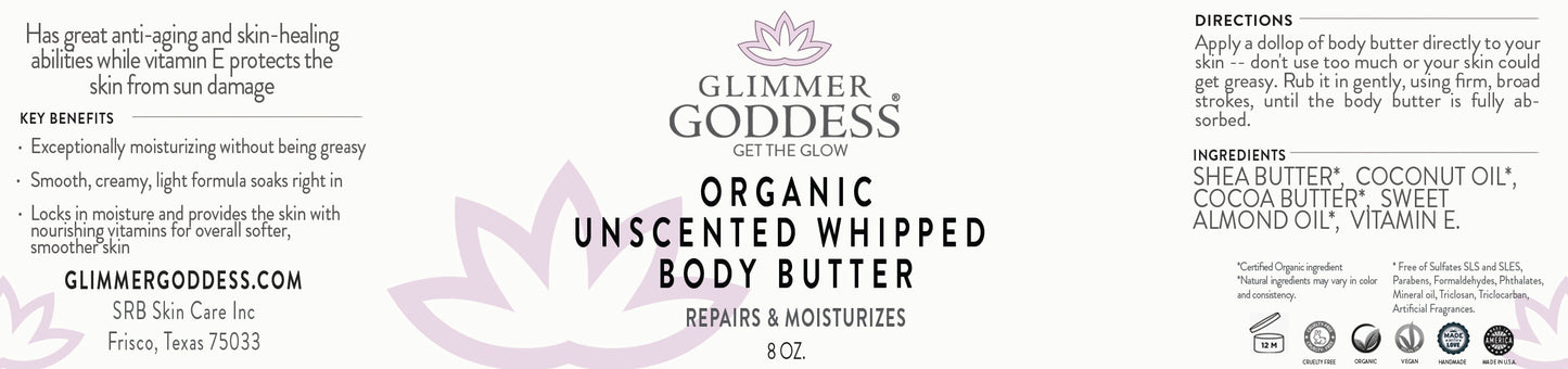 Glimmer Goddess - Organic Unscented Whipped Body Butter